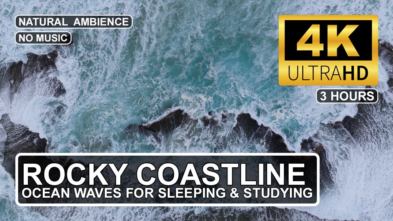 3 Hours Jagged Coastline Waves | Rough Ocean Surf ASMR Sounds for Deep Sleep, Study & Work