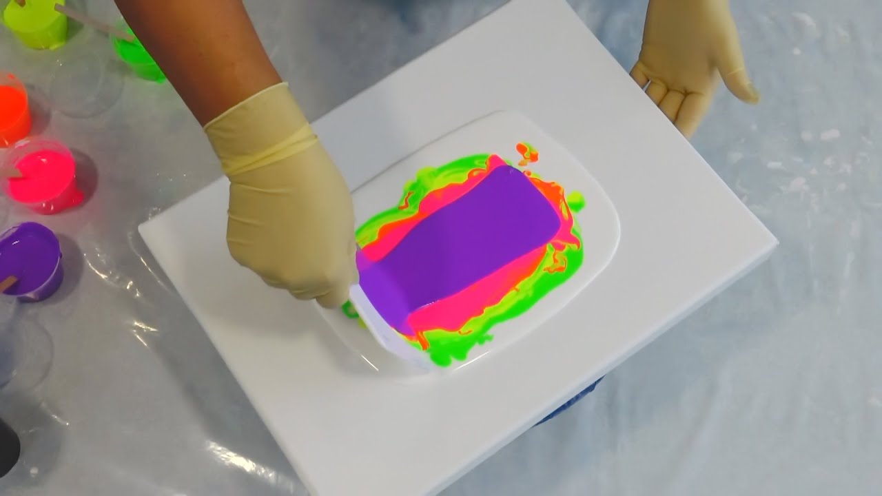 Create Stunning Neon Flowers with Easy Finger Dip Fluid Art Technique🌸🎨