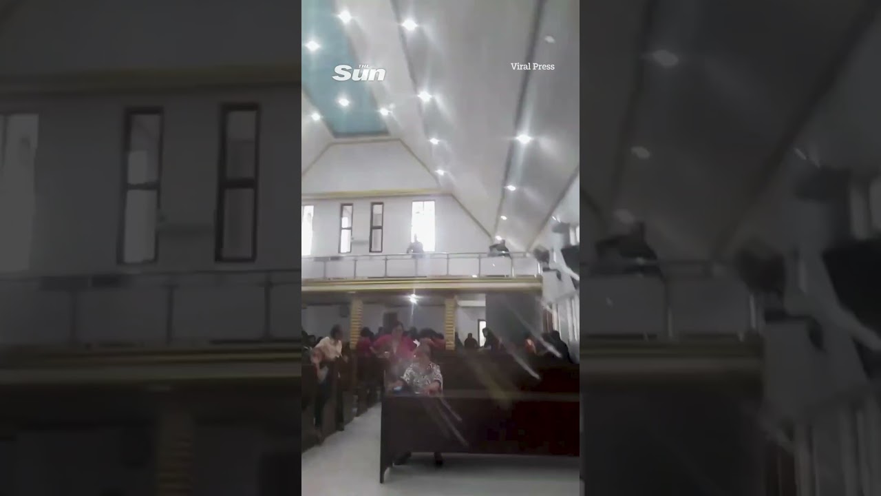 Terrifying moment churchgoers flee as Indonesia earthquake shakes building during Sunday mass