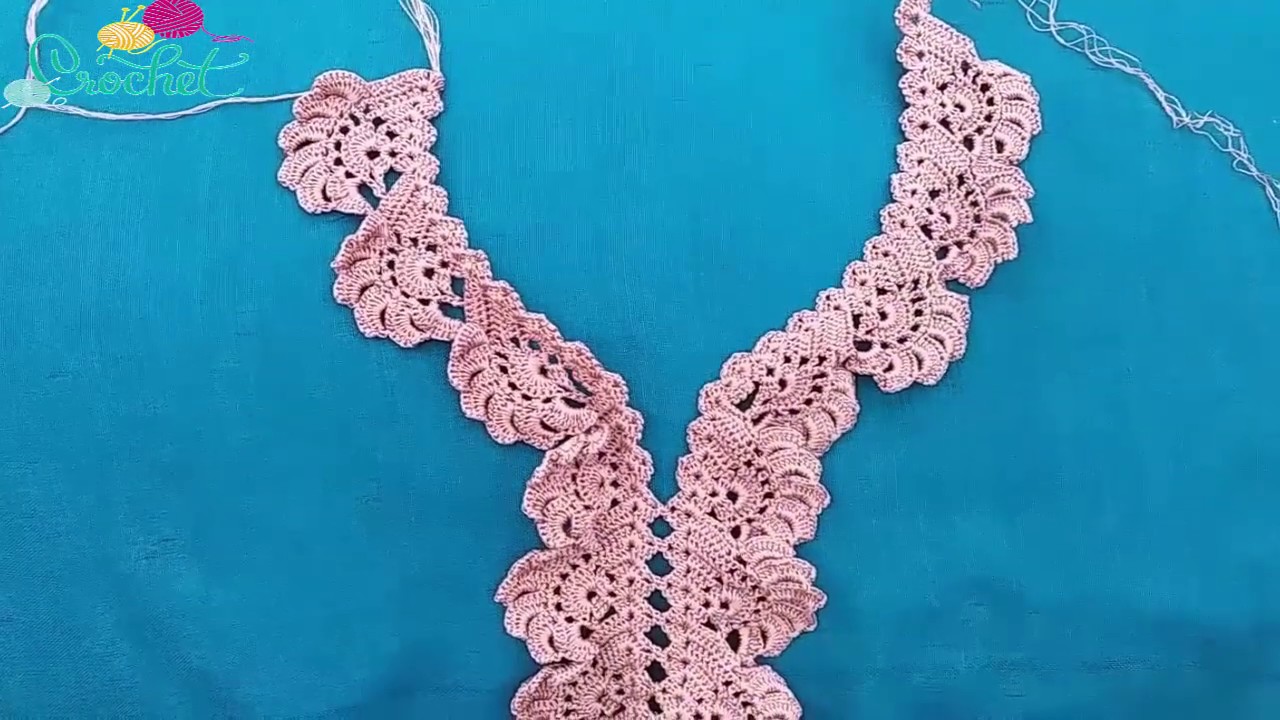 الجزء4: كروشيه رمش الغزال (دورة العنق) على النصف طوق مع ام مريم