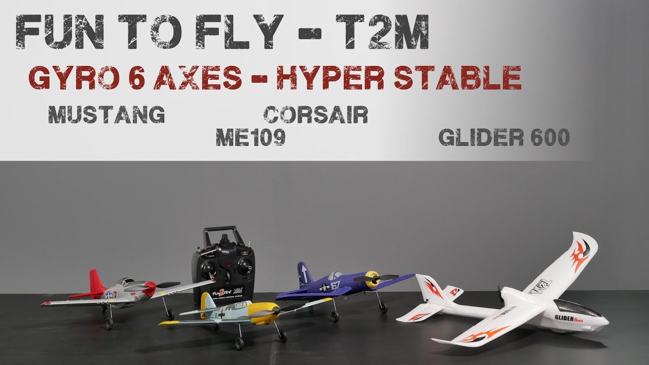 Avions T2M - Fun 2 Fly - Mustang / Corsair / ME109 / Spitfire / GLIDER 600