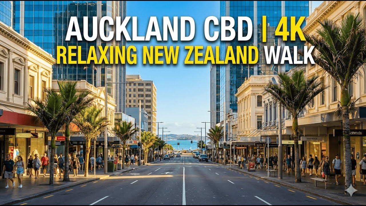 Auckland CBD |4K Relaxing New Zealand Walk | Summer in New Zealand