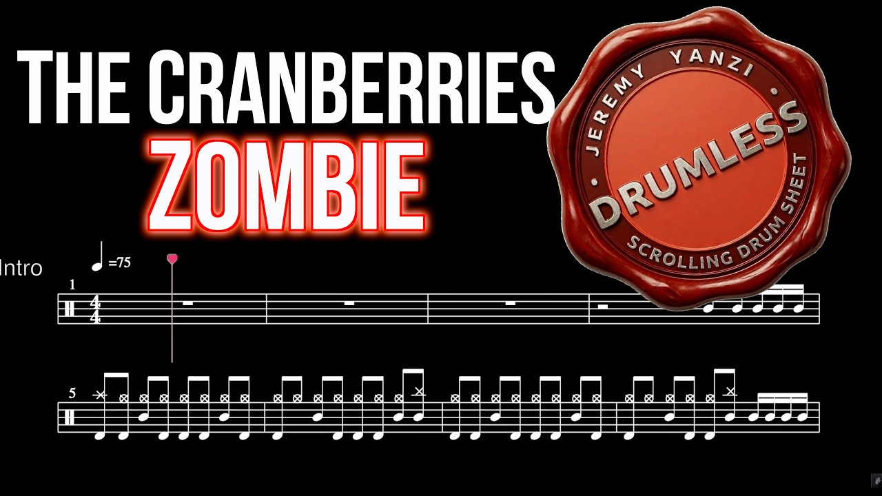 The Cranberries - Zombie - Drumless (with scrolling drum score)