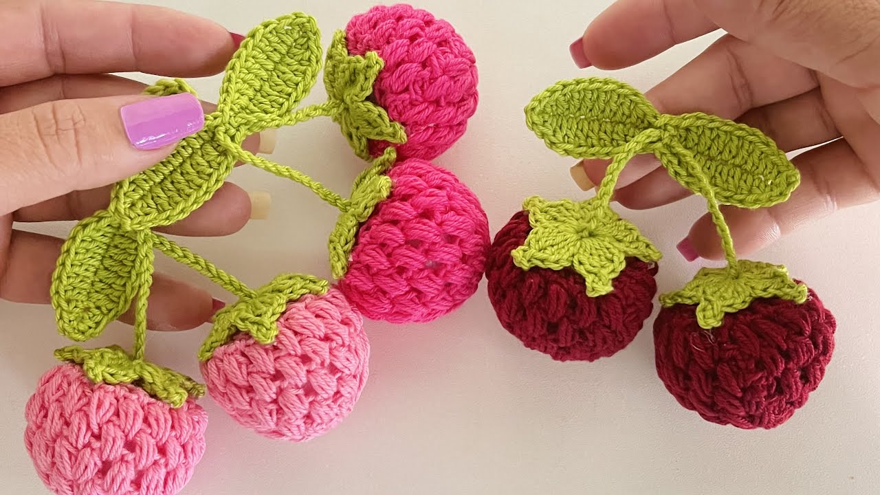 Frutinhas em crochê para aplicação rápida e fácil