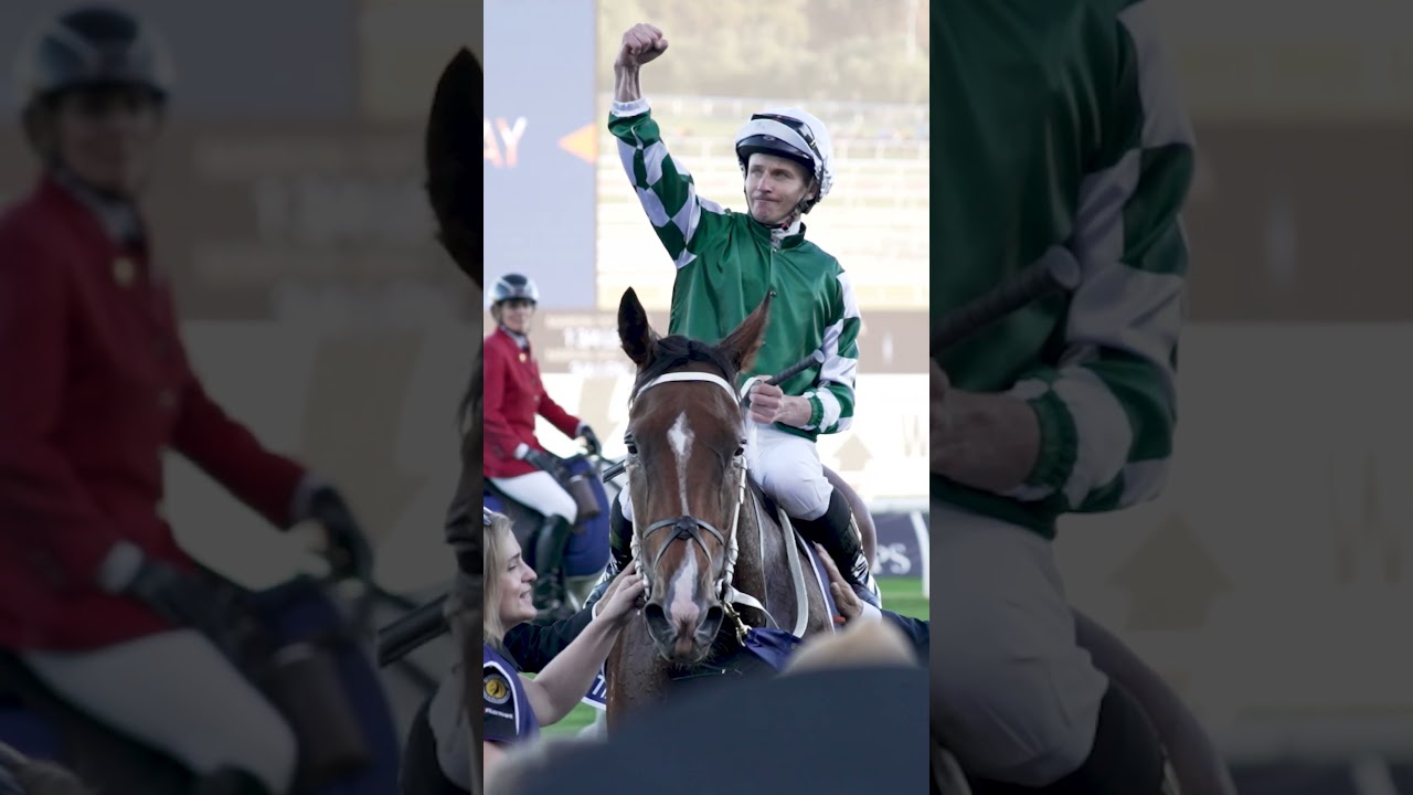 Jmac celebrating his win in the Queen Elizabeth Stakes