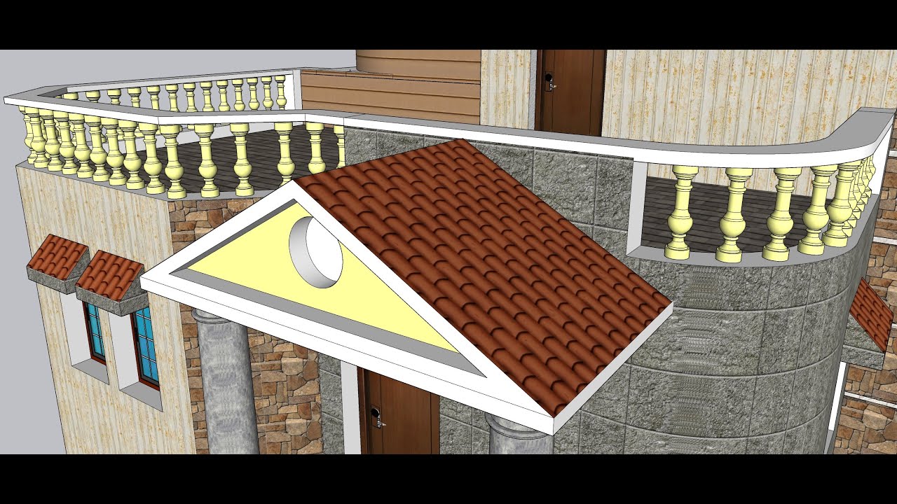 Learn Sketchup(part16)handrail&Convert an image from 2d to 3d تعلم اسكتش اب تحويل صورة2d الى 3d