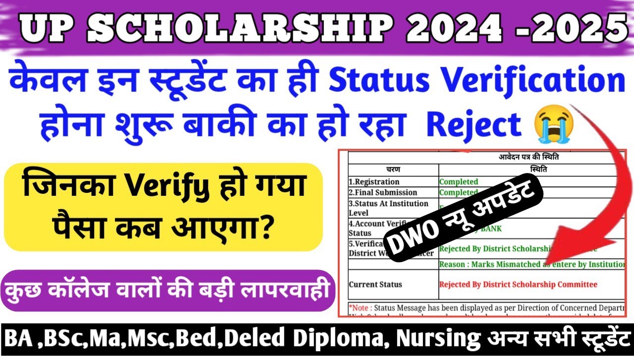 UP Scholarship 2024-25: Status LIVE Check - Don't Miss Out! Status verification 2024 25