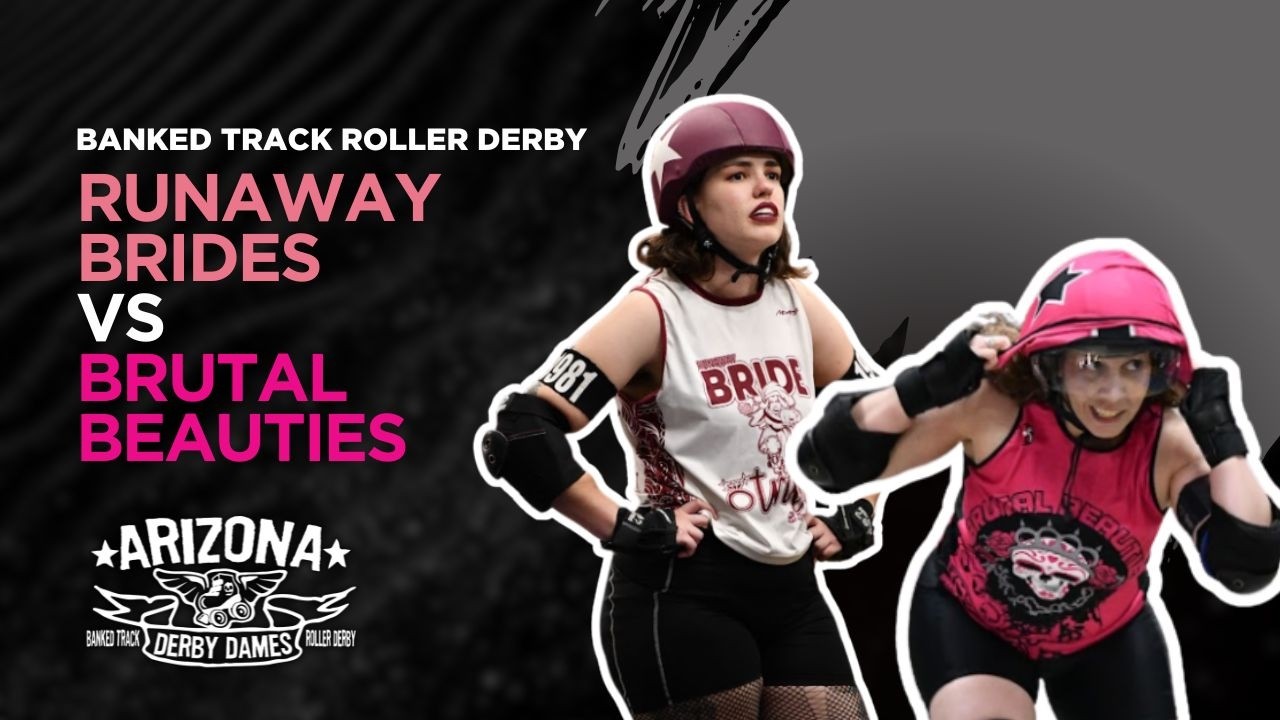 Banked track roller derby bout - Runaway Brides vs Brutal Beauties