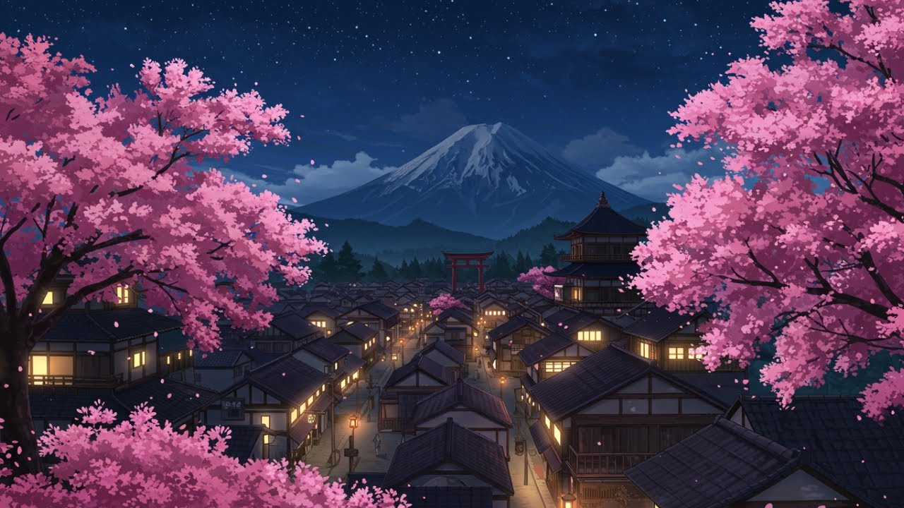 Tokyo Night 🌸 Soft Piano LoFi Beats Under Cherry Blossoms | Peaceful & Nostalgic Chill Music