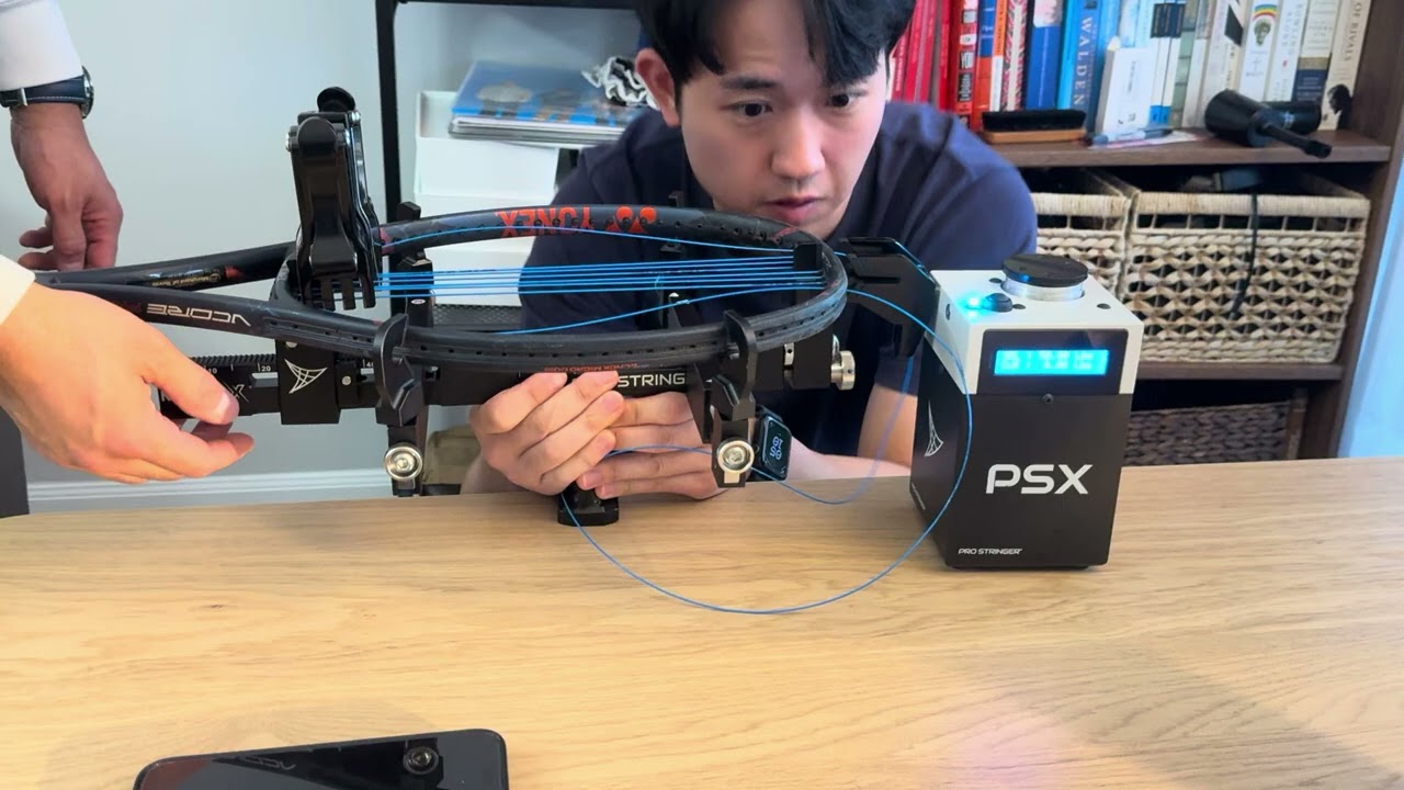 Teaching a friend how to string for his FIRST TIME using the Pro-Stringer