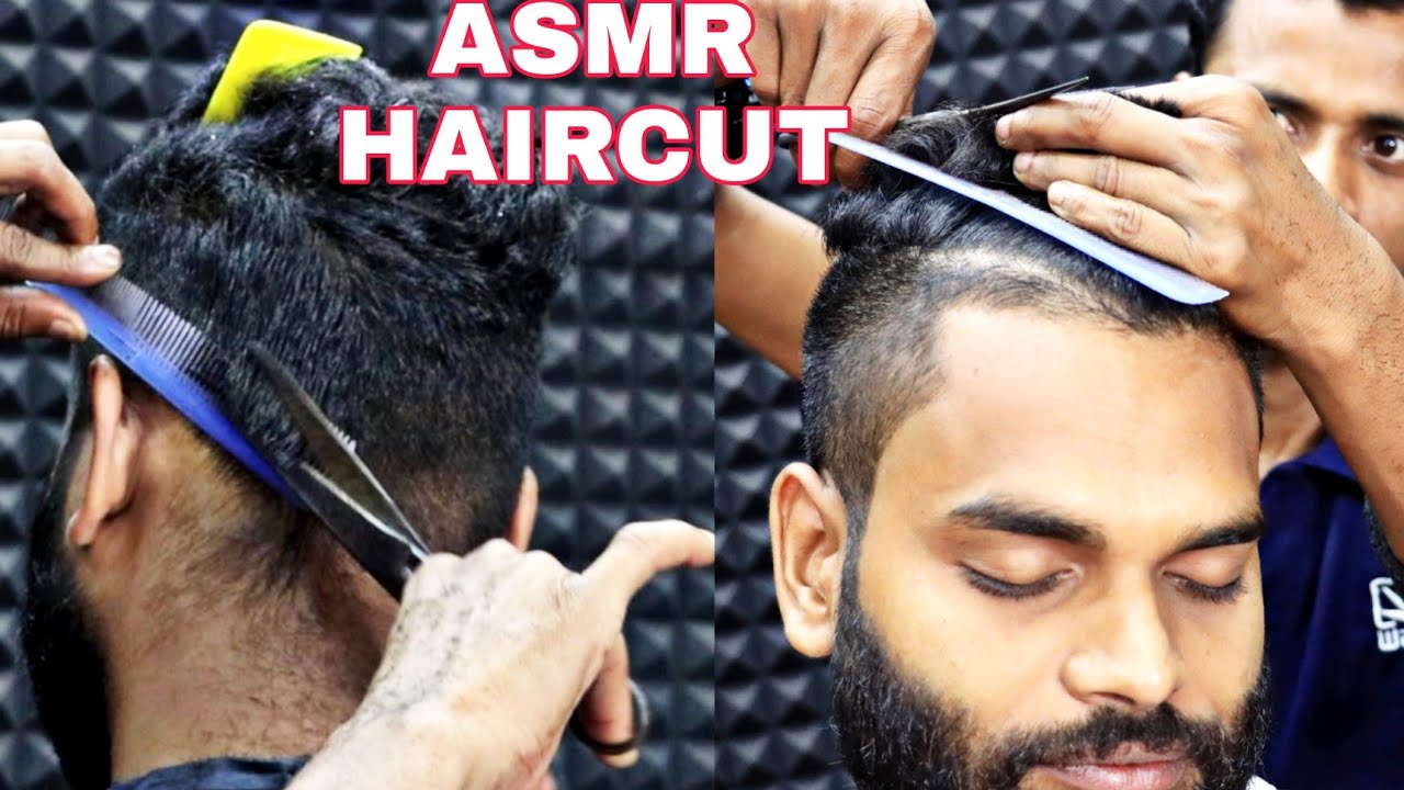 Haircut with Only Scissor | Scissor Haircut with 3d ASMR Sound | Haircut ASMR