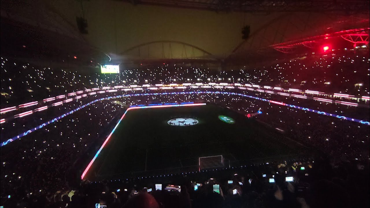 SL Benfica vs Club Brugge light show and anthem