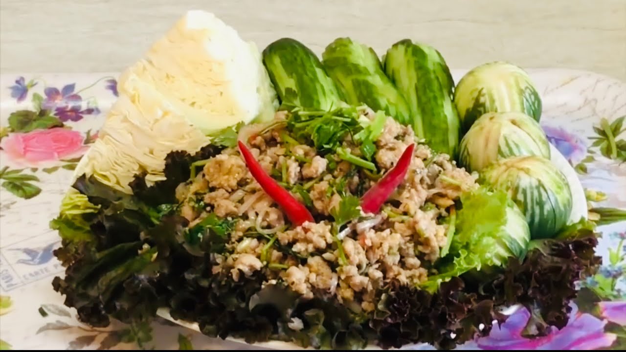 125 Khmer food.How to make lab pork វិធីធ្វើឡាបសាច់ជ្រូក ឈ្ងុយឆ្ងាញ់ពិសេស(4K)
