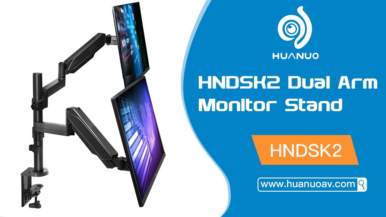 HUANUO HNDSK2 Dual Arm Monitor Stand Adjustable Height for 17-32 Inch Screens