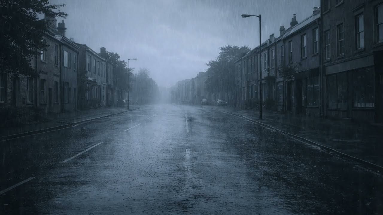 Heavy Rain on an Empty Street | Wet Pavement Rain Sounds for Sleep & Study