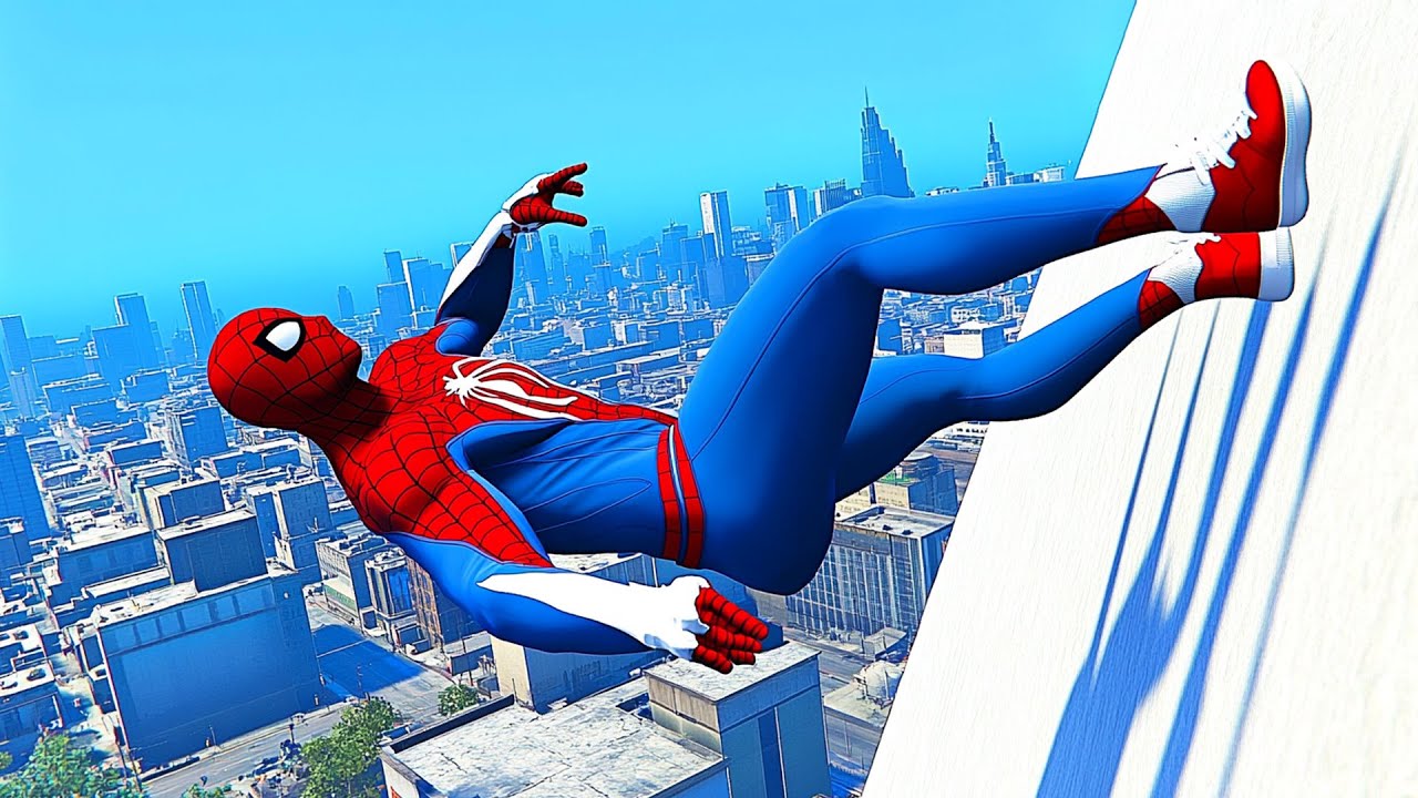 SPIDERMAN CRAZY JUMPS/FALLS (GTA 5 Spider-Man Fails, Best Jump fails Challenge)