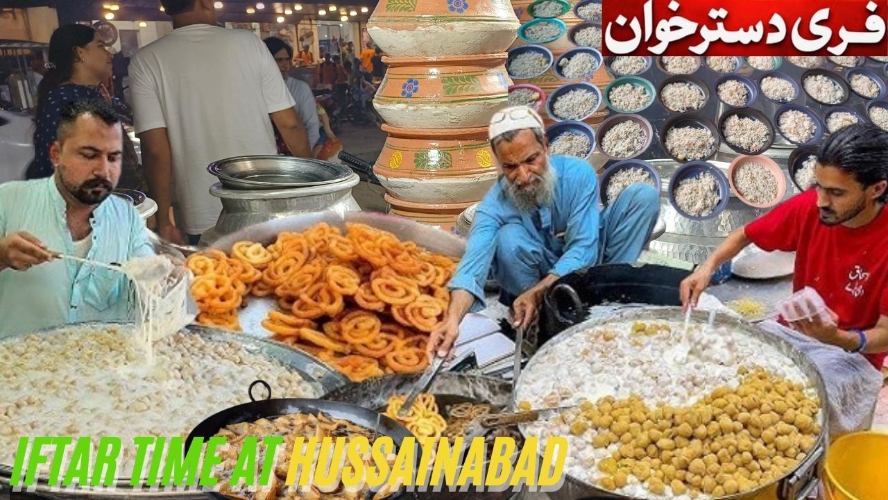 IFTAR Time at Hussainabad Food Street & Ramzan main FREE IFTAR e Aam Dastarkhuwan Karachi
