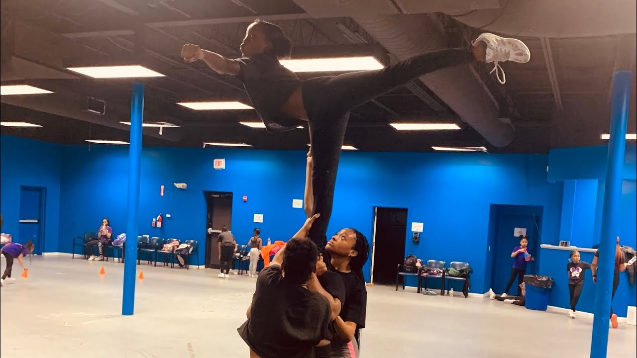 Legal level 1 assisted arabesque stunt at prep