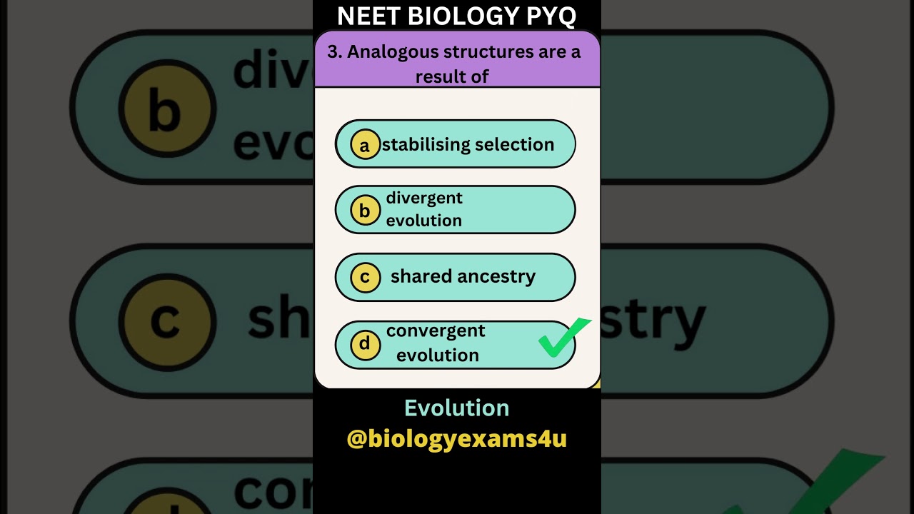 Evolution MCQ | NEET Biology Practice Questions | Evolution Trivia Quiz @biologyexams4u