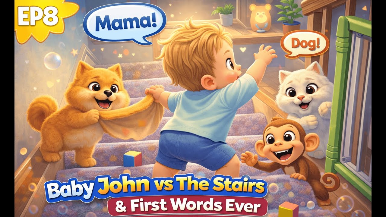 Ep8. Baby John vs The Stairs & First Words Ever | Funny Pets Keep Him Safe! #CuteAnimals