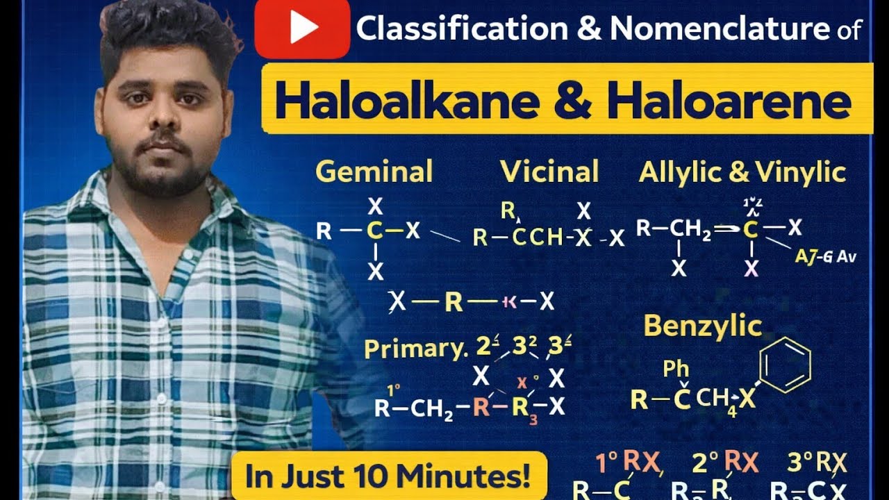 ⭐ Classification & Nomenclature of Haloalkane and Haloarene | 10 Minutes Revision