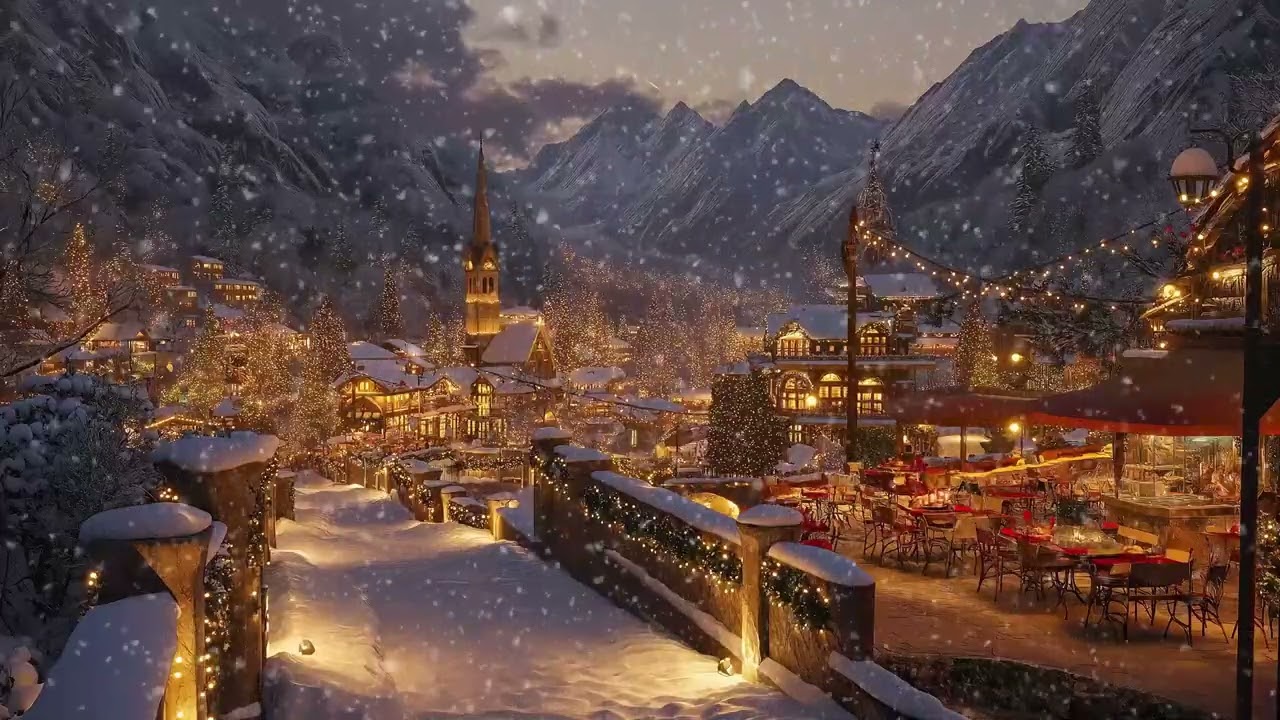 ❤️ Romantic Winter Jazz | Night Cafe & Soft Snow (3 Hours) | Study Work Stress Relief Healing Relax