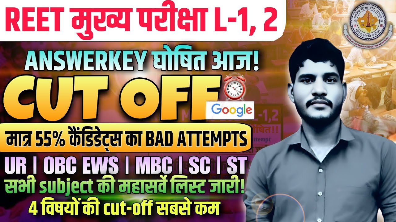 REET EXAM 2026 cut off | REET Mains cut off 2026 | REET Mains REET Level 1 और level 2 cut off
