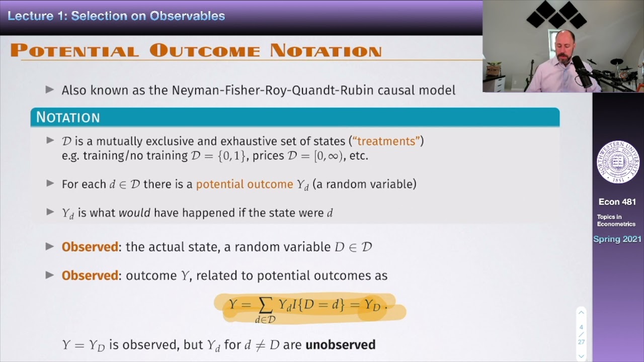 Econ 481 - Lecture 1: Selection on Observables