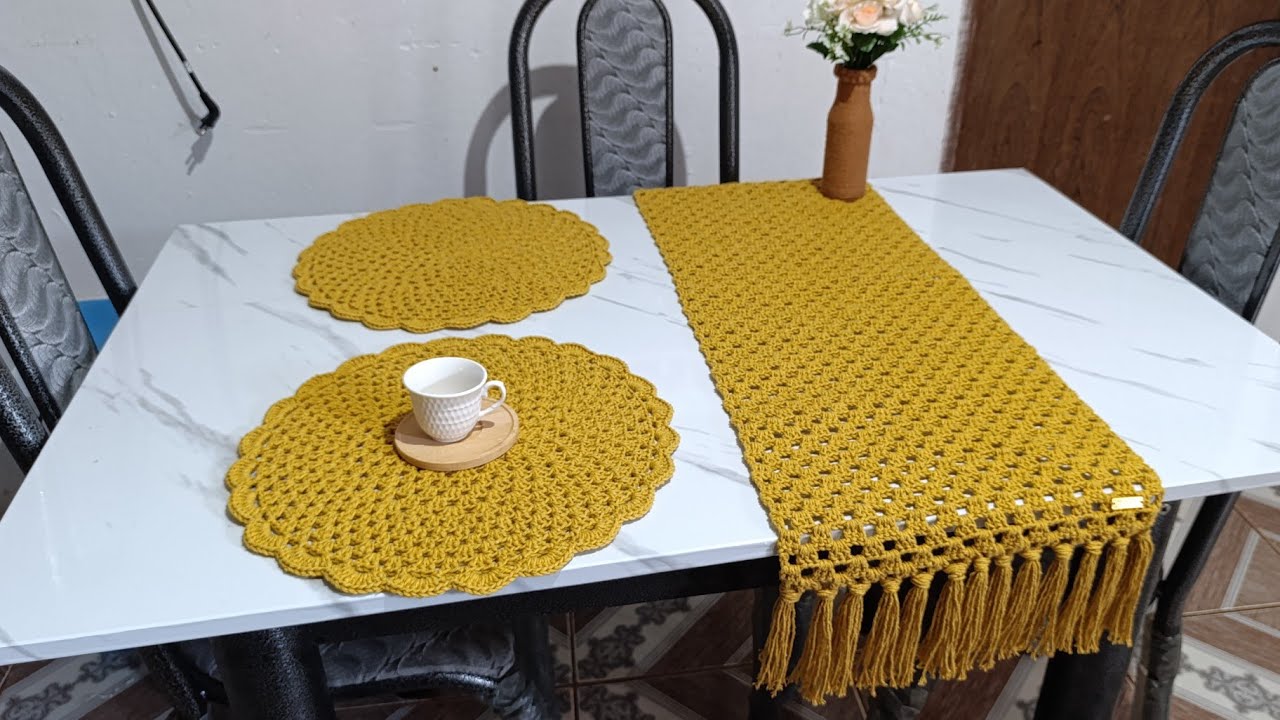 TRILHO DE MESA FRANJA/465 GRAMAS/ TRADICIONAL/ FÁCIL E RÁPIDO/ CROCHÊ/PASSO A PASSO ECONÔMICO