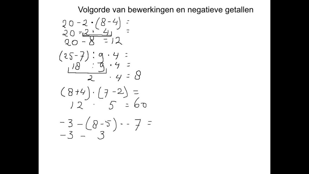 volgorde van bewerkingen en negatieve getallen