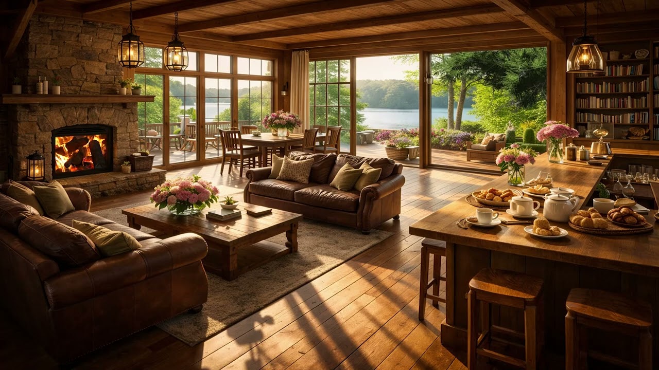 Quiet Spring Café Sounds ☕ Light Jazz Background Music for Reading and Study