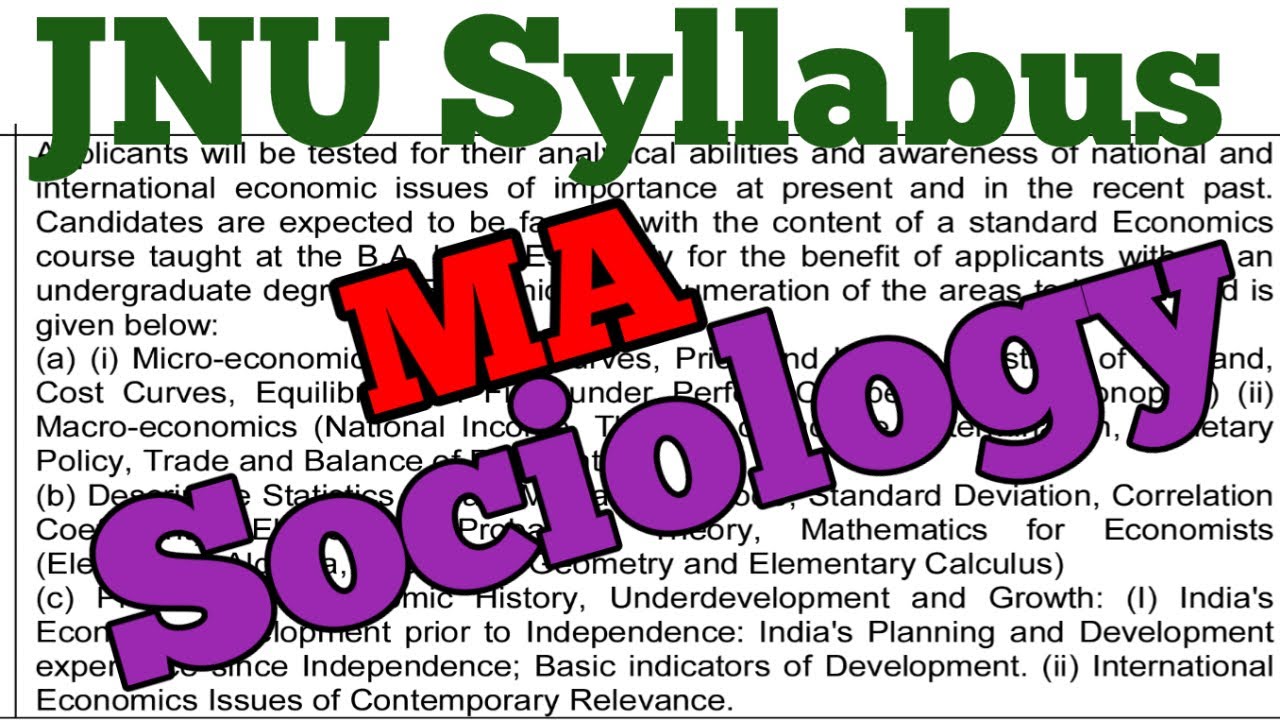 JNU MA Sociology Syllabus || Jnu Entrance Exam