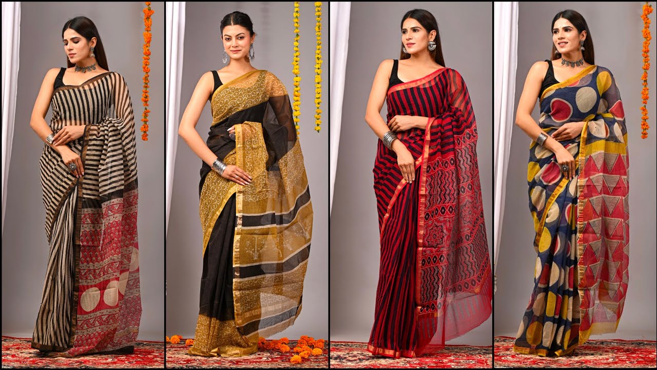 Bagru Print Kota Doriya Saree | Jaipur Print Kota Doria Sarees | Kota Cotton Sarees Wholesale 