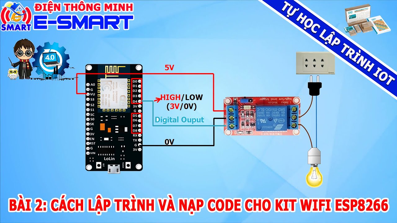 Bài 2: Cách lập trình và nạp code cho Kit wifi node mcu esp8266 - Tự học lập trình IOT