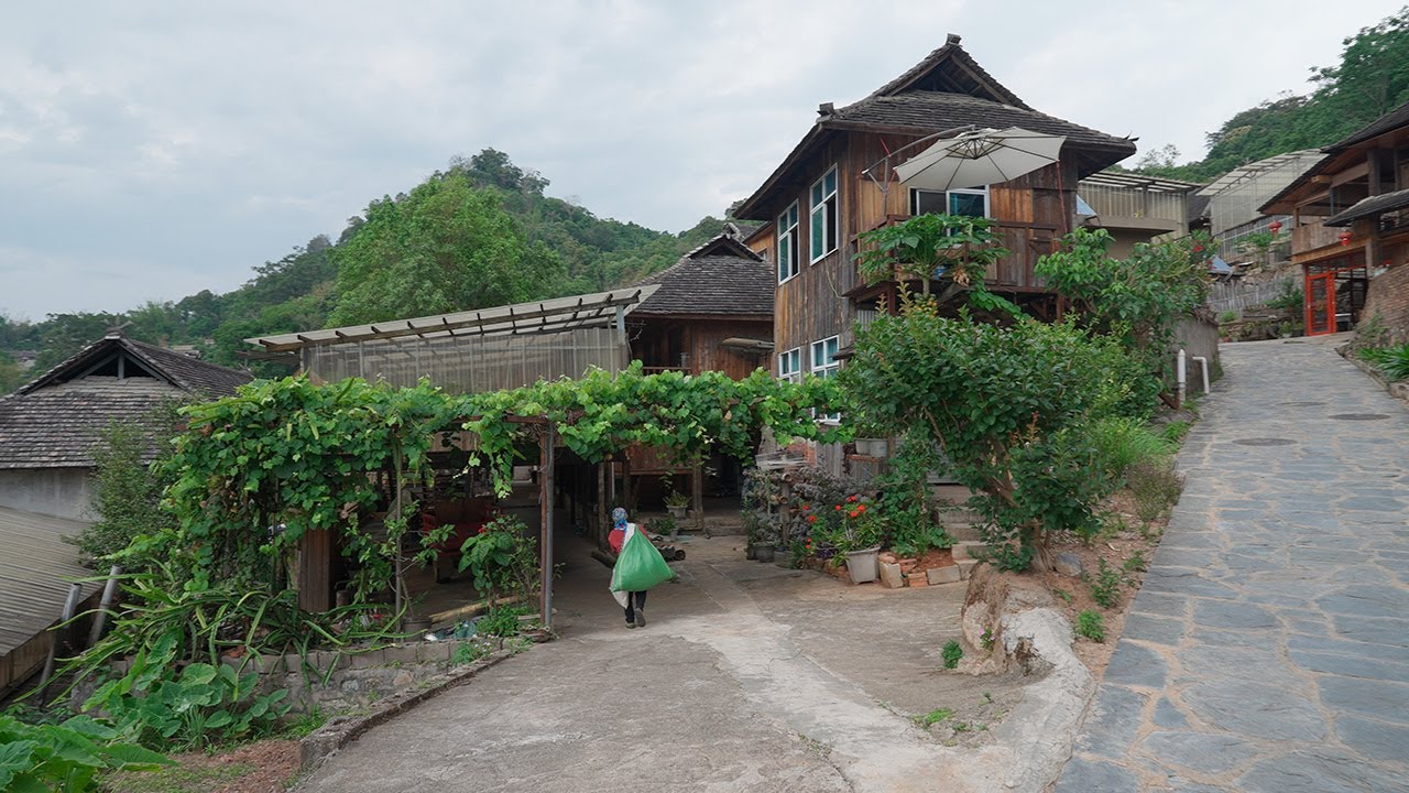 China rural village walk. Life in a traditional tea-making mountain village. Mangjing(芒景村),Yunnan・4K