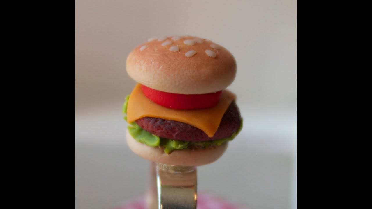 Cheeseburger Ring - Polymer Clay Miniature Food Jewelry Tutorial