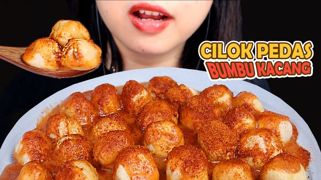 ASMR BAKSO CILOK BUMBU KACANG PEDAS EXTRA CABE BUBUK UNTUK BUKA PUASA | ASMR INDONESIA