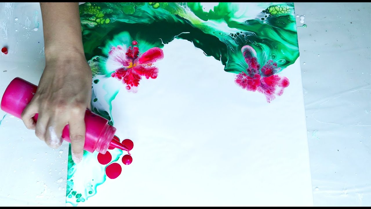 Dutch Pour / Balloon Smash Techniques - Acrylic Fluid Art 🌺 Beautiful Abstract Flowers Painting
