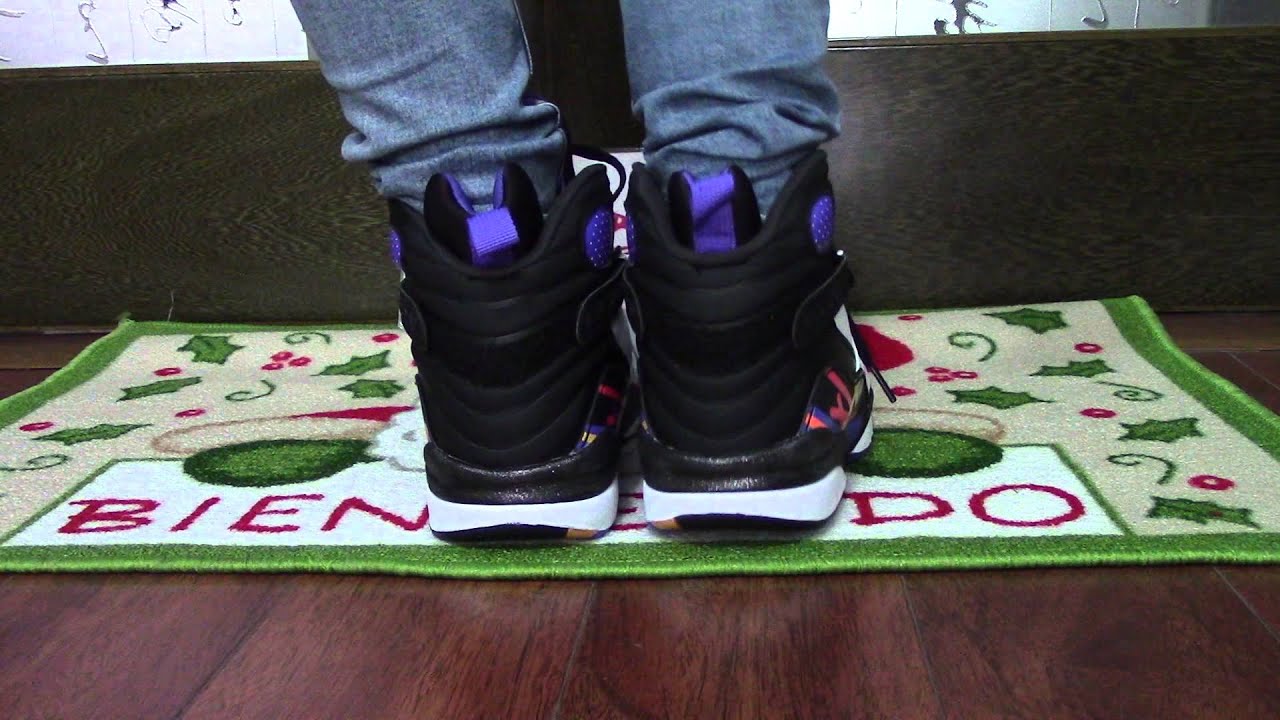 Jordan 8 three peat on feet *HD REVIEW *