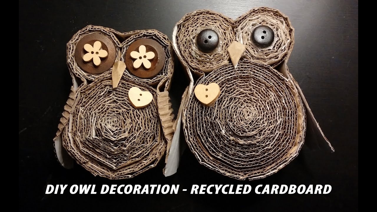 DIY Owl Decoration - Recycled Cardboard - BUHO DE CARTON CORRUGADO