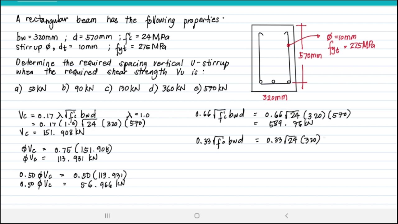 SHEAR IN BEAMS (NSCP 2010) : Problem #1