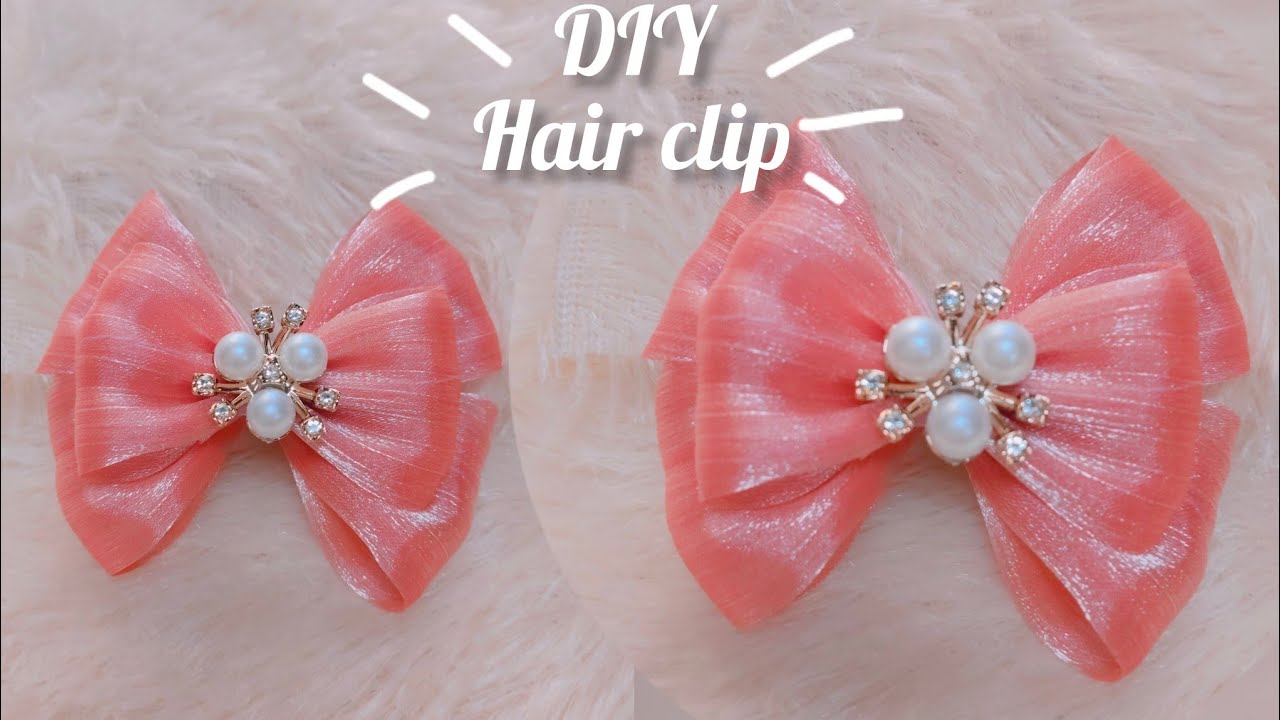 Easy and simple hair clip making at home/easy and quick hair accessories making at home@shahnaaz-3g 