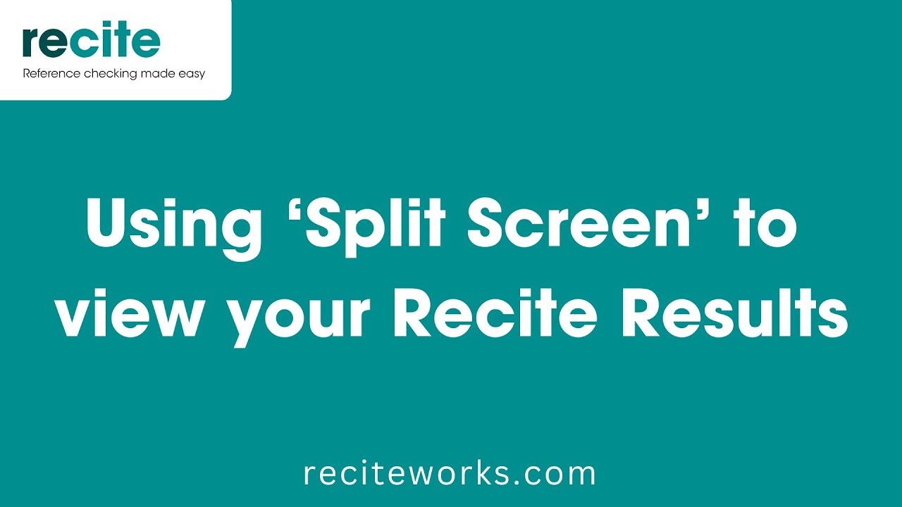 Using Split Screen to view your Results