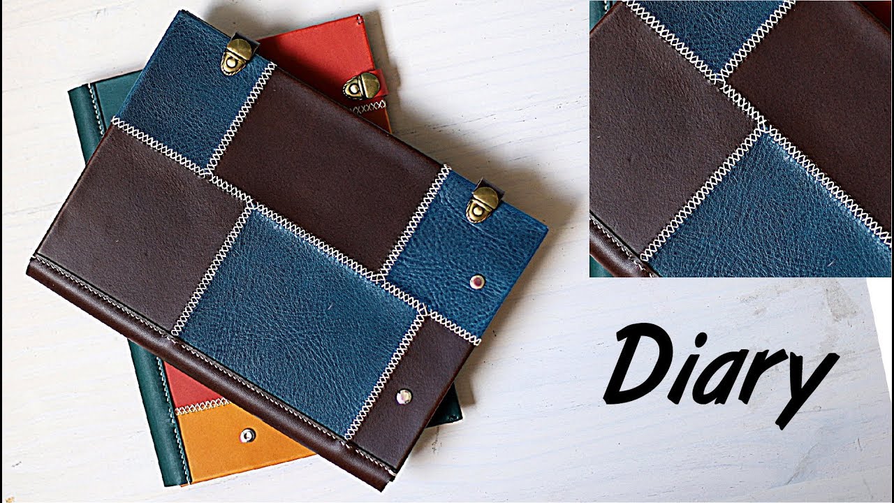 [tutorial] Making leather diary / DIY patch work journal / Leather craft technique