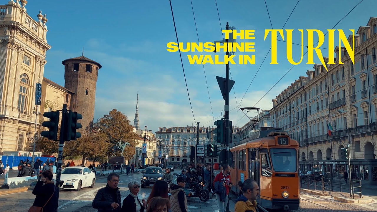 Lively City Center of Turin, Italy Walking Tour - 4K 60fps