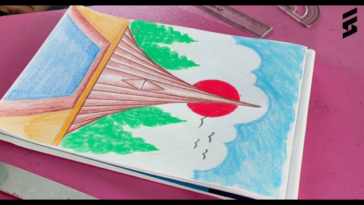 National Martyrs' Monument Drawing | How to Draw a National Martyrs' Monument with Color