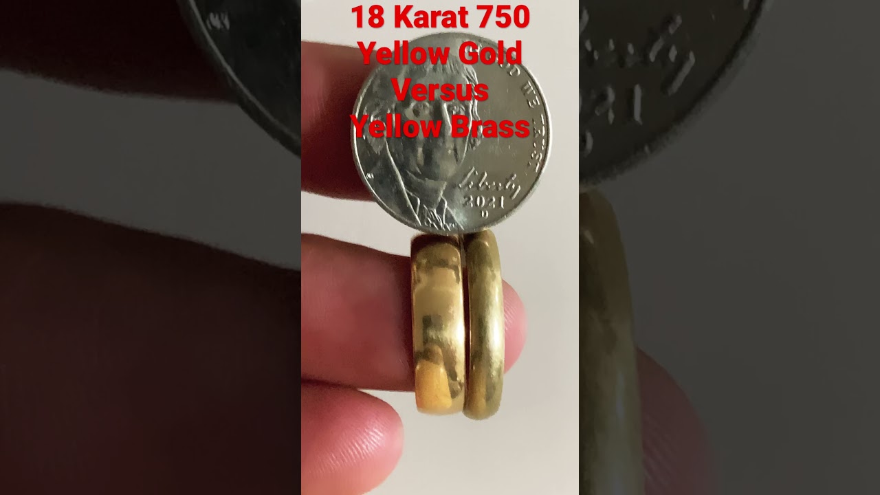 How To Identify 18 Karat Yellow Gold Using a Jefferson Nickel Comparison Yellow Brass#jewelry #Gold