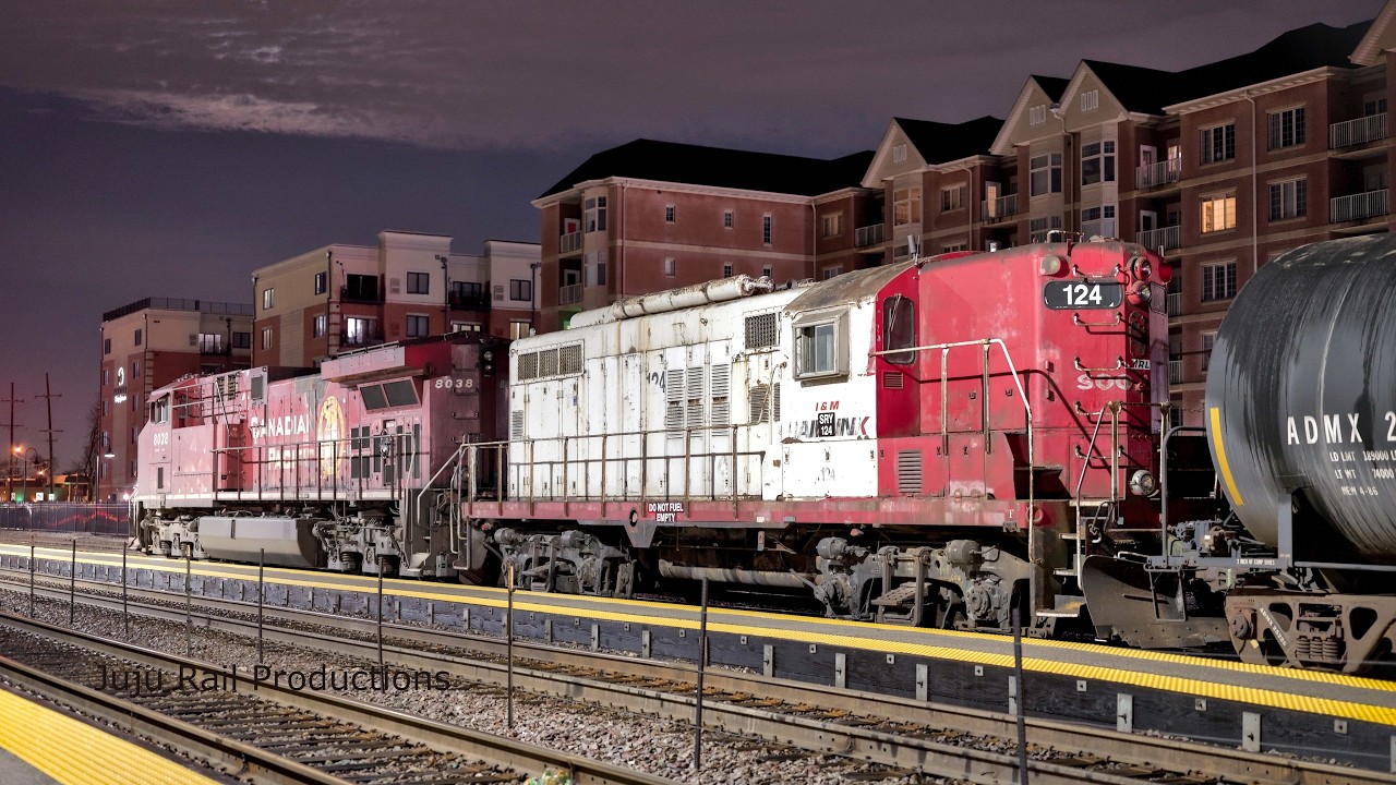 SRY 124 ex IMRL SOO GP9 on CPKC 254 at Franklin Park