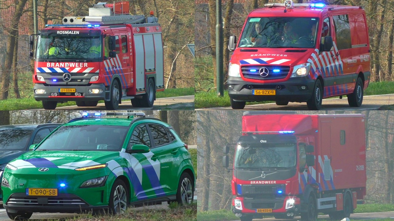 Brandweer en Ambulance met spoed naar een Grote Brand aan de Hasseltsedijk in Berlicum