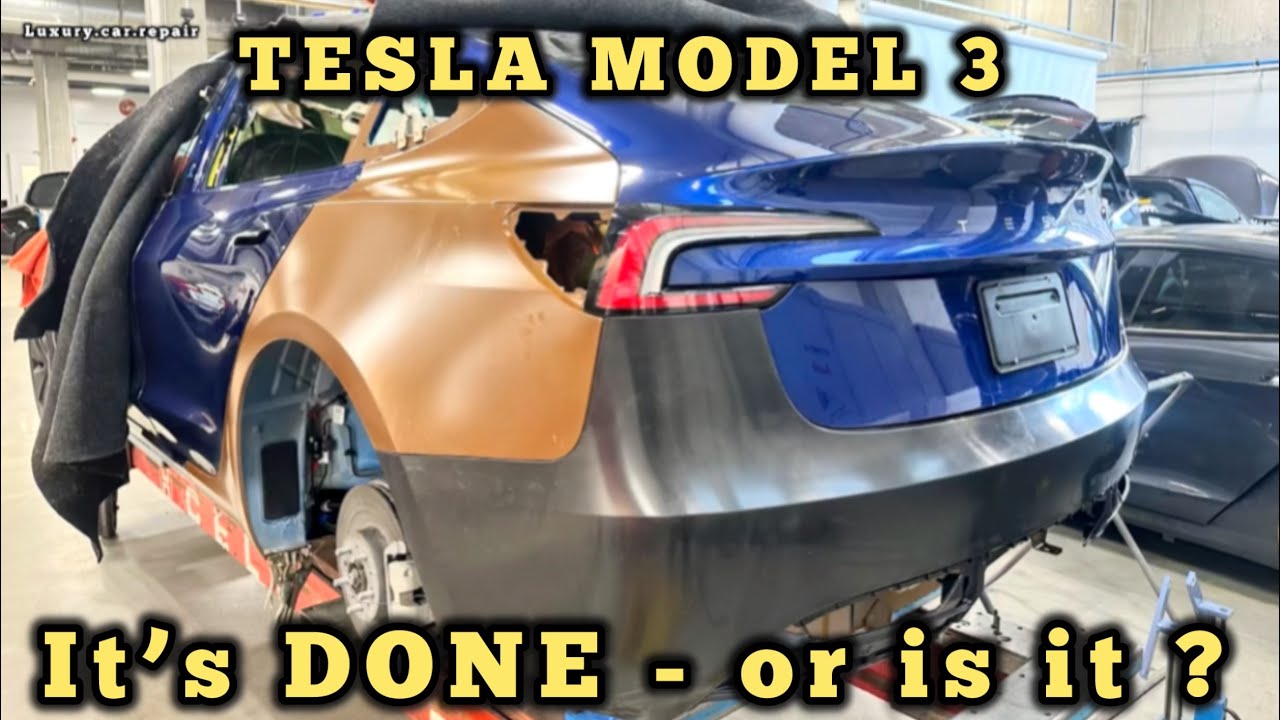 Tesla model 3 new rear end - new quarter panel - new end panel - new frame rails - new trunk floor